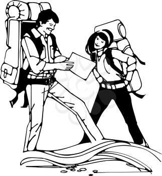 Royalty Free Clipart Image of Backpackers