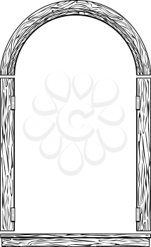 Royalty Free Clipart Image of an Arched Wooden Frame