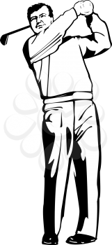 Royalty Free Clipart Image of a Man Golfing