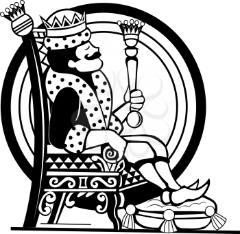Royalty Free Clipart Image of a King on a Thrown