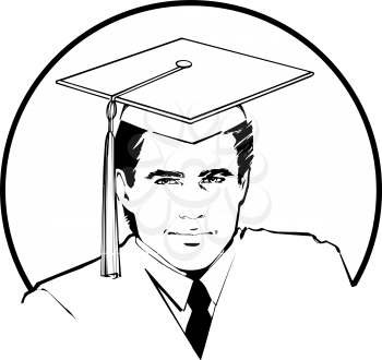 Royalty Free Clipart Image of a Male Graduate