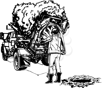 Royalty Free Clipart Image of a Tree Being Planted