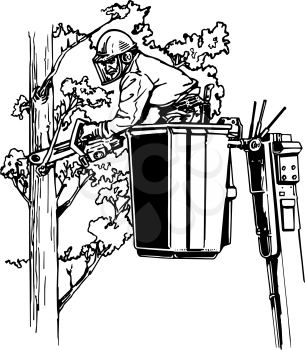 Royalty Free Clipart Image of a Tree Trimmer