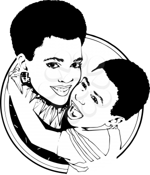Royalty Free Clipart Image of a Mother and Son