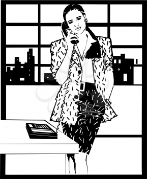 Royalty Free Clipart Image of a Woman on the Phone