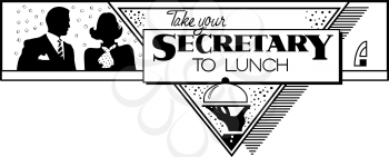 Royalty Free Clipart Image of a Secretary Lunch Promo Header