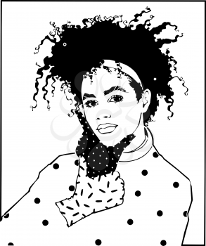 Royalty Free Clipart Image of a Woman With Wild Curls