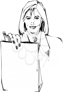 Royalty Free Clipart Image of a Woman Holding Paper
