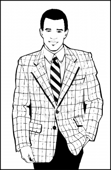 Royalty Free Clipart Image of a Man in a Plaid Jacket