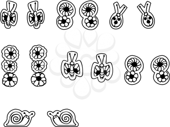 Royalty Free Clipart Image of Sets of Flowers and Insects