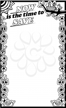 Royalty Free Clipart Image of a Promo with a Bug and Flower Border