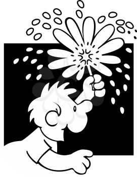 Royalty Free Clipart Image of a Child With a Sparkler