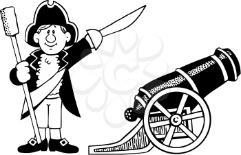 Royalty Free Clipart Image of a Man With a Cannon