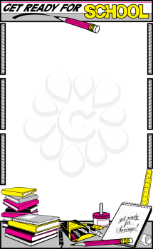 Royalty Free Clipart Image of a Get Ready for School Promo