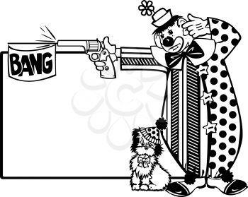 Royalty Free Clipart Image of a Clown and Circus Dog