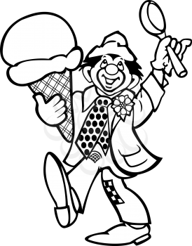 Royalty Free Clipart Image of a Clown and Ice-Cream