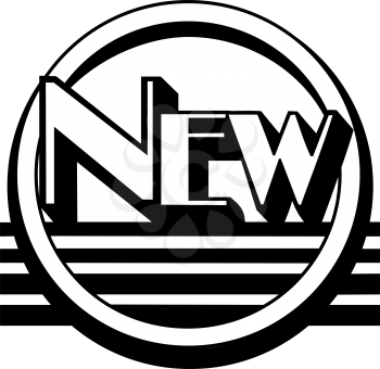 Royalty Free Clipart Image of a Heading With the Word New