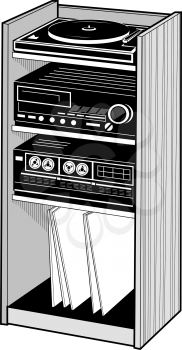 Royalty Free Clipart Image of a Stereo Stand