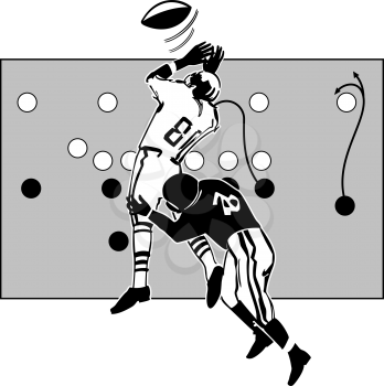 Royalty Free Clipart Image of a Player Being Tackled
