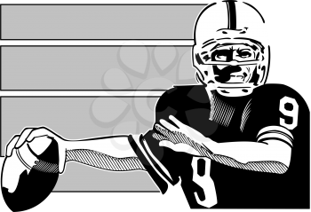 Royalty Free Clipart Image of a Quarterback With the Ball