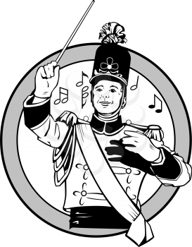 Royalty Free Clipart Image of a Marching Band Leader