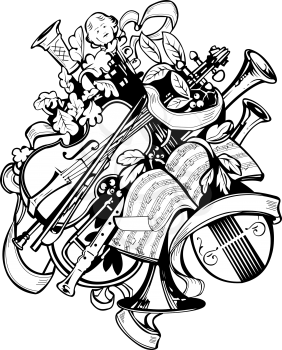 Royalty Free Clipart Image of an Instrument Collage