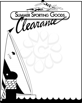 Royalty Free Clipart Image of a Summer Sporting Goods Clearance Frame