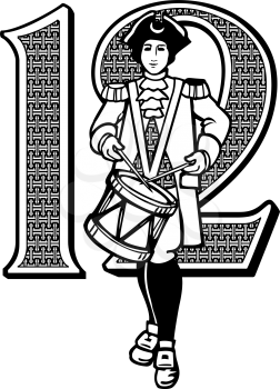 Royalty Free Clipart Image of One of the 12 Drummers Drumming