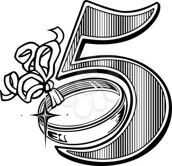 Royalty Free Clipart Image of One of Five Golden Rings