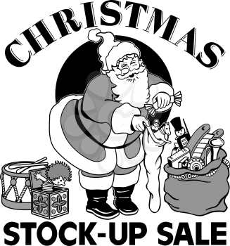 Royalty Free Clipart Image of a Christmas Sale Promo With Santa