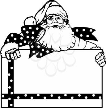 Royalty Free Clipart Image of Santa Holding a Sign