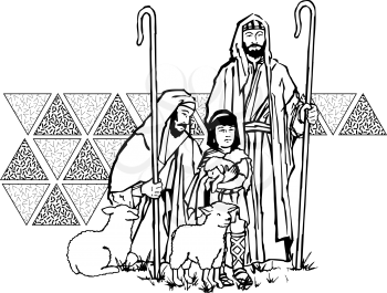 Royalty Free Clipart Image of the Shepherds