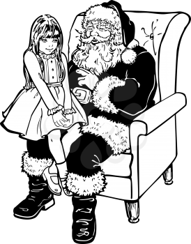 Royalty Free Clipart Image of Santa With a Little Girl