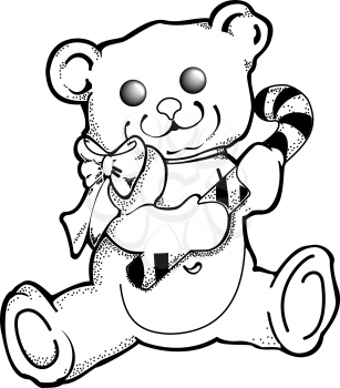 Royalty Free Clipart Image of a Teddy Bear With a Candy Cane
