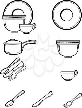 Royalty Free Clipart Image of Toy Cookware