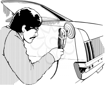 Royalty Free Clipart Image of an Auto Body Mechanic