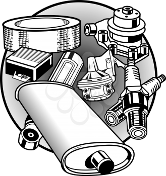 Royalty Free Clipart Image of Auto Car Parts