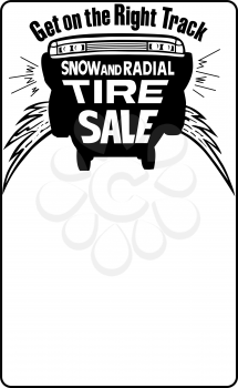 Royalty Free Clipart Image of a Tire Sale Ad Starter