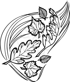 Royalty Free Clipart Image of Leaves Blowing in the Wind