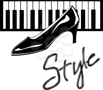 Royalty Free Clipart Image of a Shoe and Keyboard With the Word Style