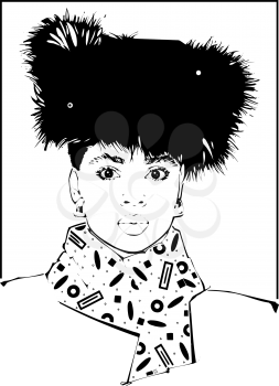 Royalty Free Clipart Image of a Woman in a Fur Hat