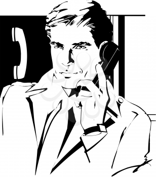 Royalty Free Clipart Image of a Man on a Phone