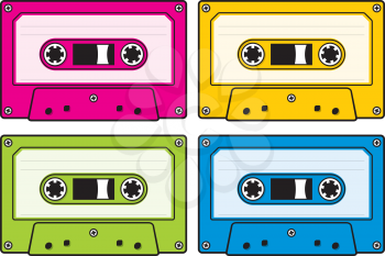 Royalty Free Clipart Image of Four Audio Cassettes