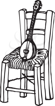 Royalty Free Clipart Image of an Instrument on a Chair