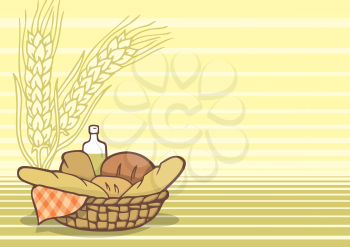 Royalty Free Clipart Image of a Basket of Breads