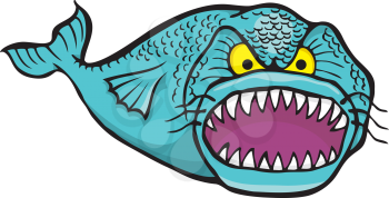 Royalty Free Clipart Image of a Big Angry Fish