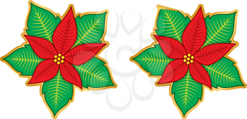 Royalty Free Clipart Image of Two Poinsettias