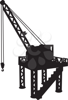 Royalty Free Clipart Image of a Crane and Construction Platform