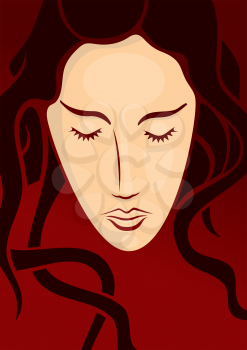 Royalty Free Clipart Image of a Young Woman With Her Head Bowed