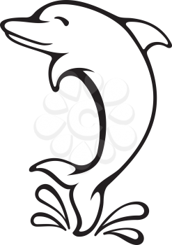 Royalty Free Clipart Image of an Outline of a Dolphin